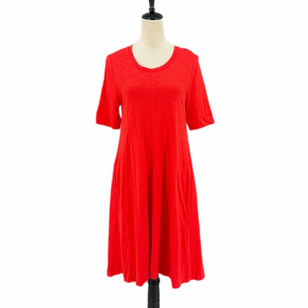 Chico’s NEW Sz. 0 Seaming Tee Short Sleeve Flame Scarlet Red Soft T-Shirt Dress